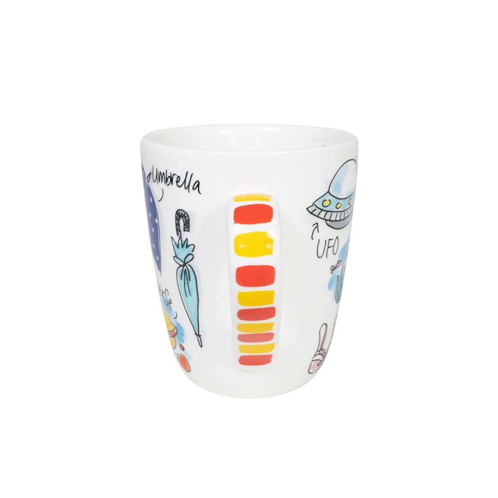 Uvaj White And Orange 325 mL Coffee Mug, Size: 9 cm (Height